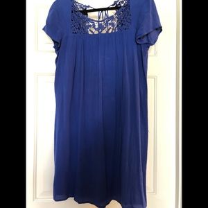 Shift Dress with Lace Trim